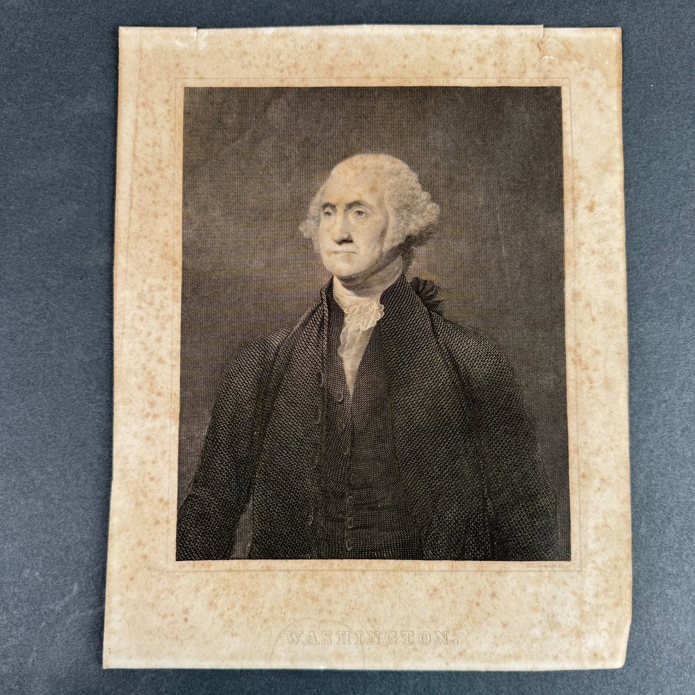 W.L. Ormsby George Washington Steel Engraving Portrait Print Antique 8x10